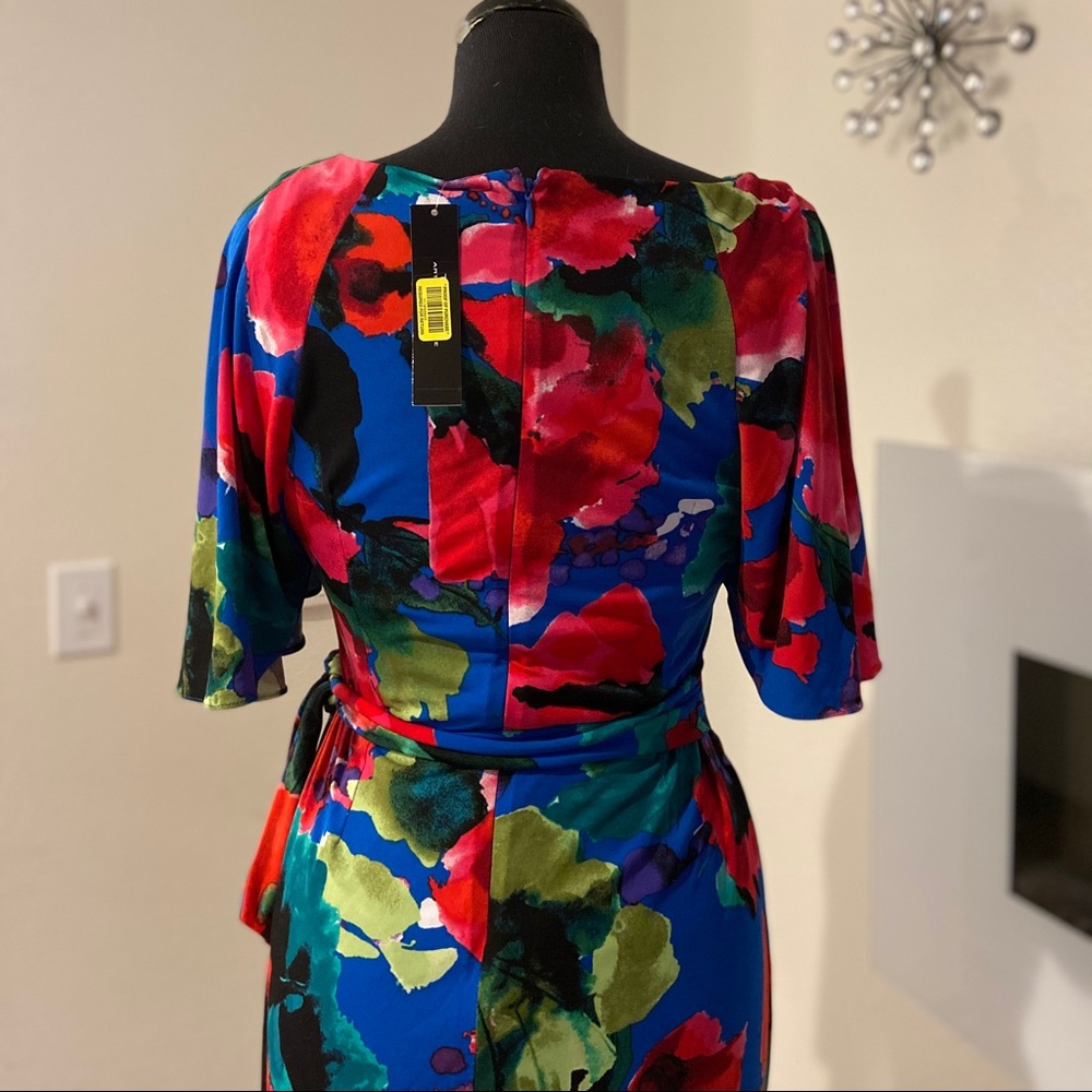 NEW TAHARI ASL Multicolor Floral Short Sleeved Dress size 6 - Picture 7 of 13